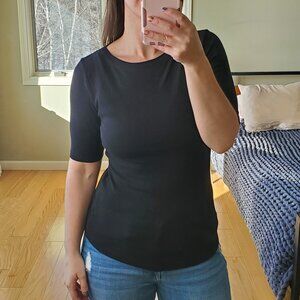 Cynthia Rowley 3/4 sleeve soft stretchy black tee shirt